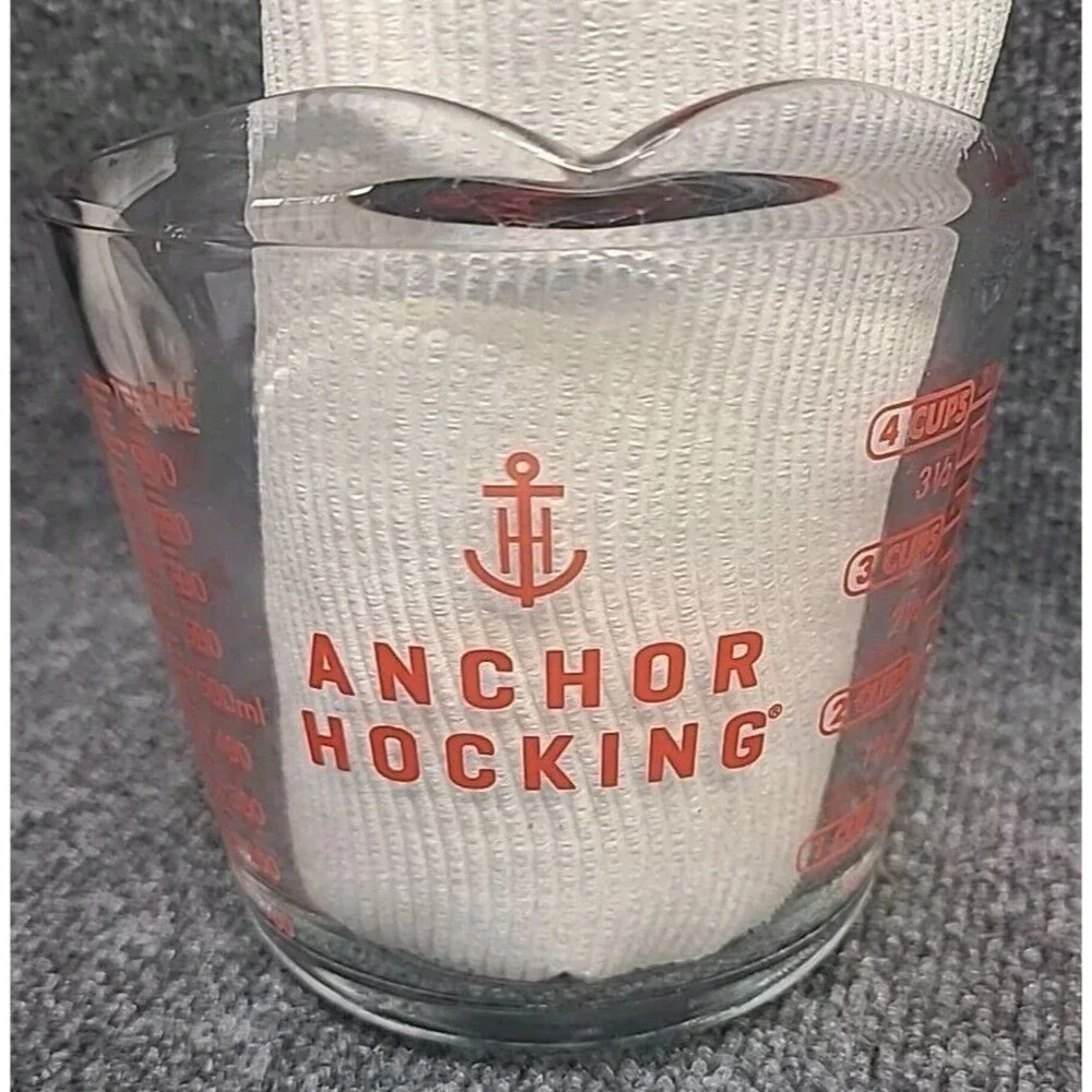 Vintage Anchor Hocking Glass 1 Quart 4 Cup Measuring Bowl 19 USA